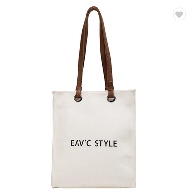Un buen precio. Mujeres bolsas reutilizables personalizadas de lienzo bolso 10oz con mangos de cuero en línea