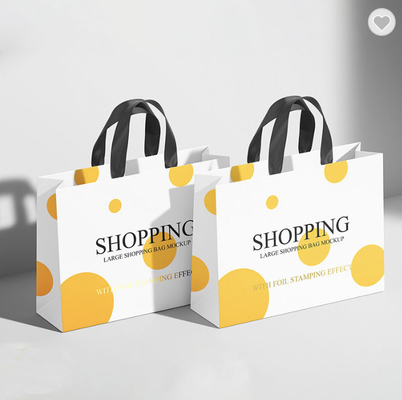 Un buen precio. Bolsas de papel laminadas blancas brillantes de Pantone Gracias Bolsas para negocios en línea