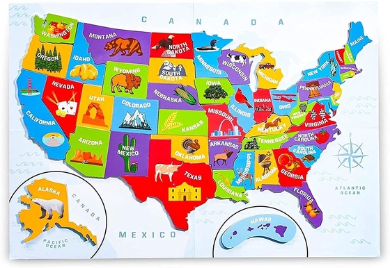 Un buen precio. Estados Unidos América Mapa de rompecabezas con 44 piezas magnéticas de 19 x 13 pulgadas en línea