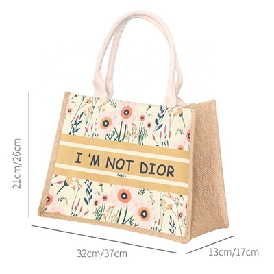 Un buen precio. Bolsas de yute ecológicas Bolsas de yute floral impresas personalizadas en línea