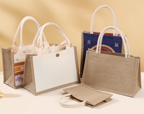 Un buen precio. Bolsas personalizadas de jute con toque de burlap Impresión personalizada de Navidad con asas en línea