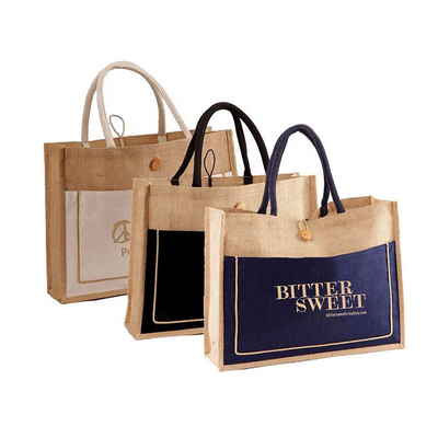 Un buen precio. Línano de costura de lienzo bolsas de compras de Hesse Impreso a medida para mujeres en línea