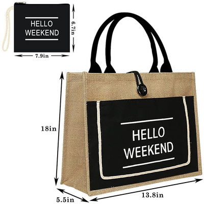 Un buen precio. Bolsas de compras impresas de yute bolsas de playa orgánicas en línea
