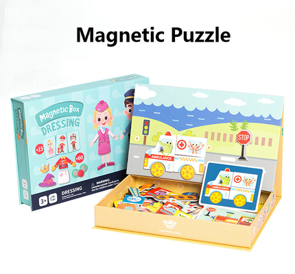 Preescolar Magnético Educativo Puzzles Jigsaw Tabla Trafico vestido Para niños