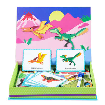Un buen precio. Niños Magnético Jigsaw Puzzle Dinosaurio Libro Caja de juegos juguetes para el jardín de infantes en línea
