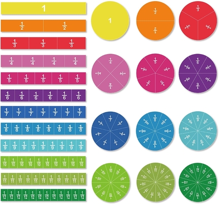 Fracciones de círculos de azulejos magnéticos 156 piezas 12 codificación de colores Contar y juguetes de matemáticas
